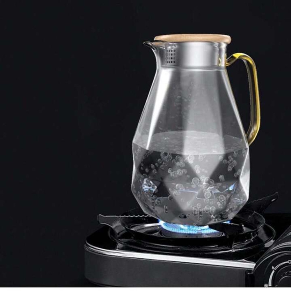 DUJUST Black Smoked Diamond Glass Water Tea Pitcher carafe with Lid 68 oz